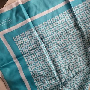 Coach Teal and White Patterned Scarf